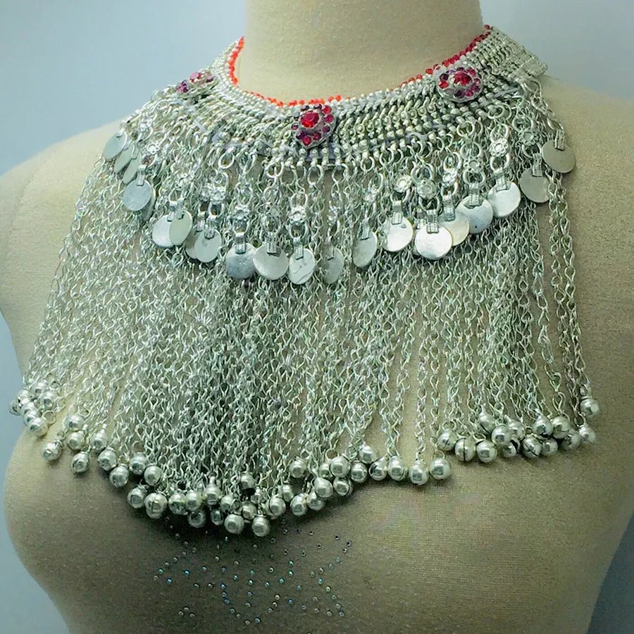 Silver Kuchi Handmade Choker Necklace With Long Bells