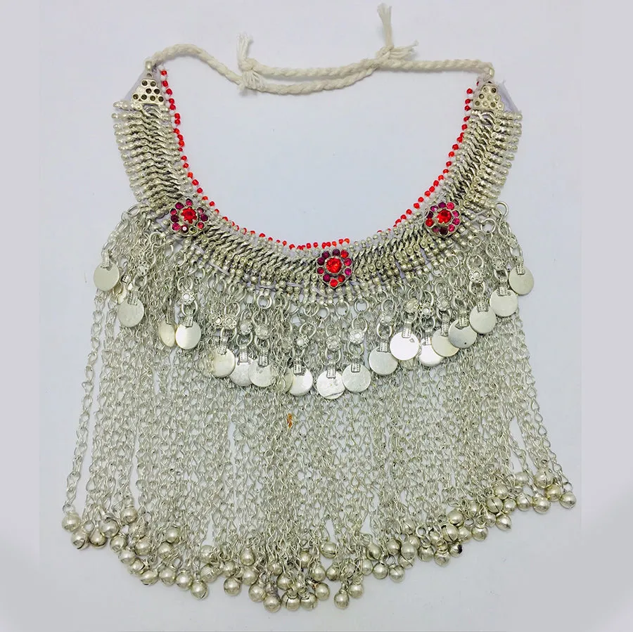 Silver Kuchi Handmade Choker Necklace With Long Bells
