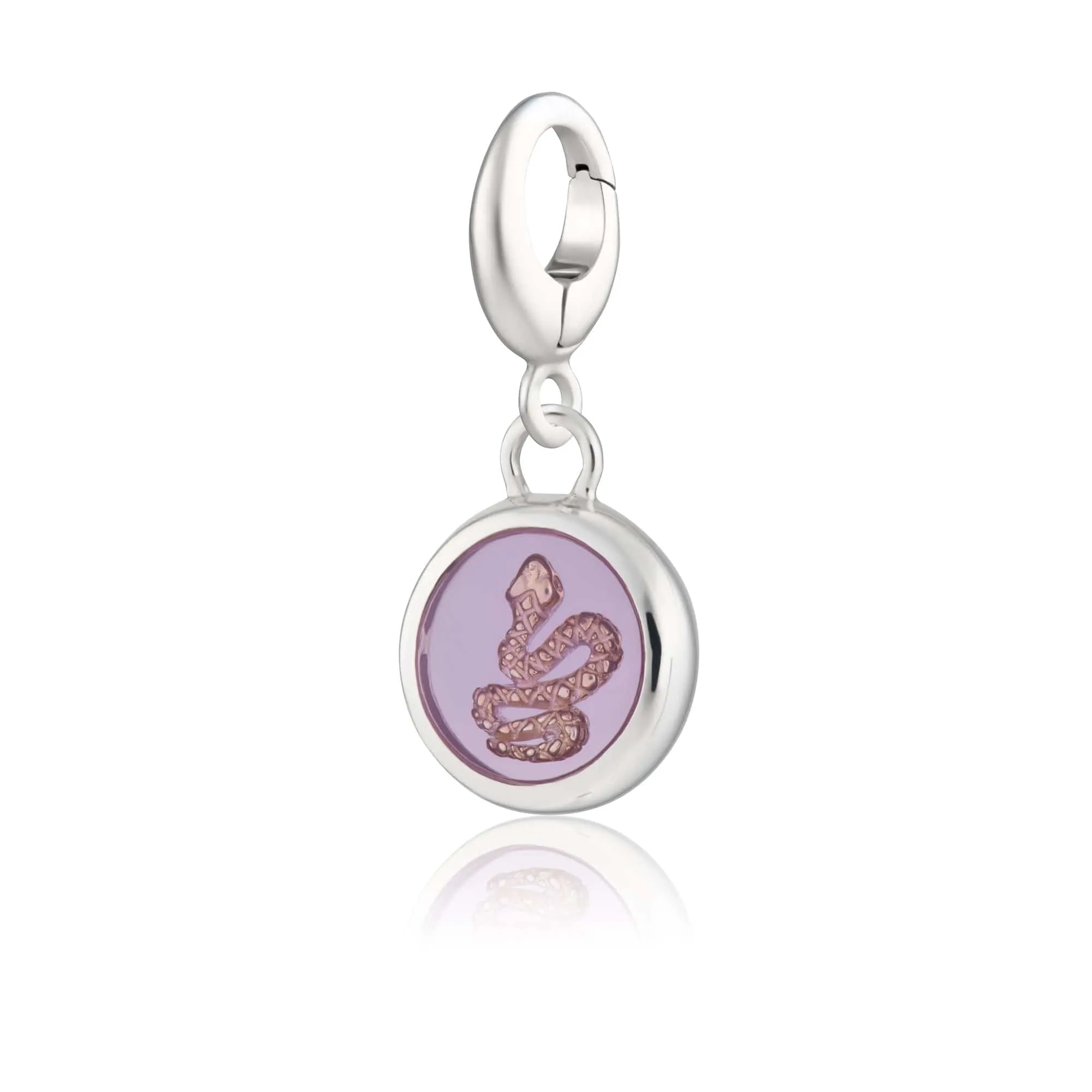 Silver Purple Snake Resin Capture Charm