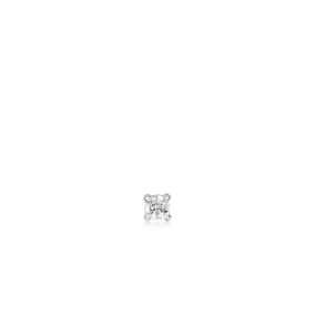 Silver Sparkle Barbell Single Earring