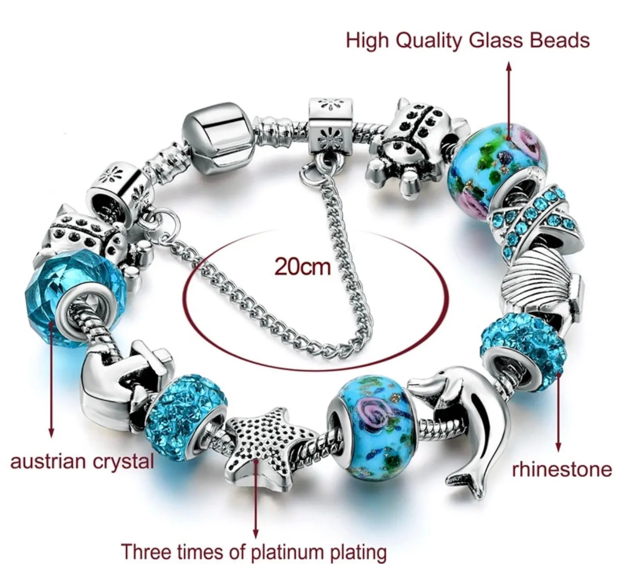 Silvertone  nautical charm bracelet