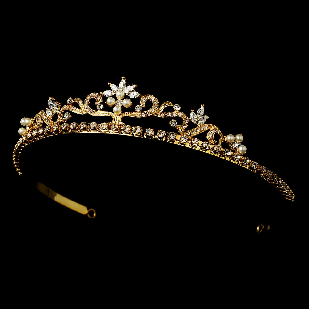 Simple Elegant Floral Crystal Bridal Tiara