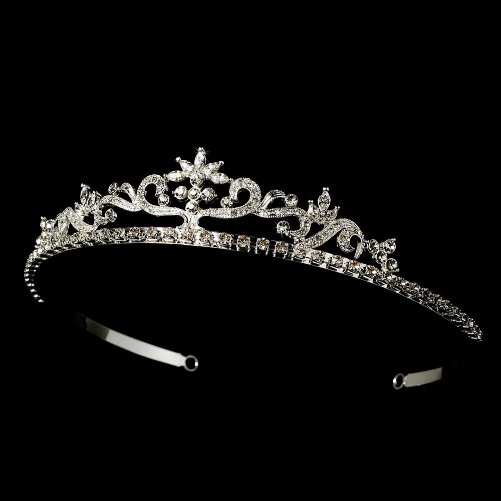 Simple Elegant Floral Crystal Bridal Tiara