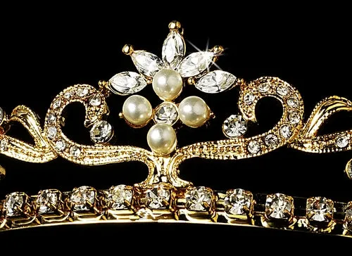 Simple Elegant Floral Crystal Bridal Tiara