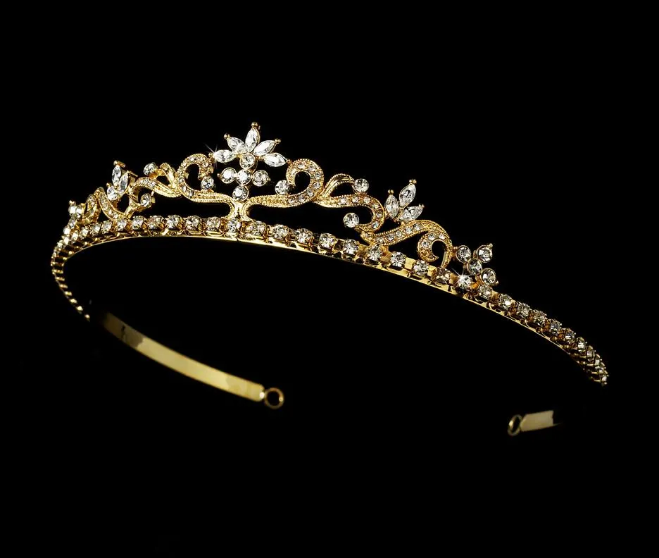 Simple Elegant Floral Crystal Bridal Tiara