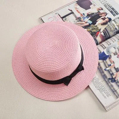 Simple Summer Beach Hat Female | Casual Women Flat hat | Brim Bowknot Straw Cap | Sun Hat