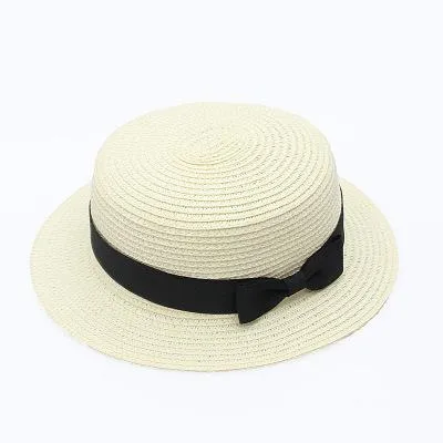 Simple Summer Beach Hat Female | Casual Women Flat hat | Brim Bowknot Straw Cap | Sun Hat