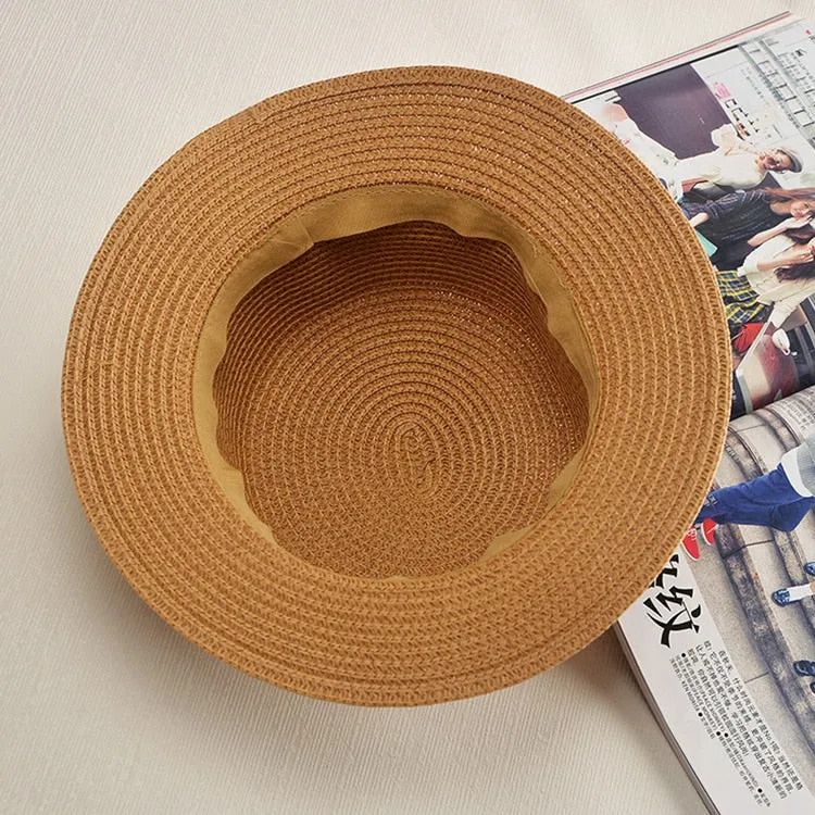 Simple Summer Beach Hat Female | Casual Women Flat hat | Brim Bowknot Straw Cap | Sun Hat