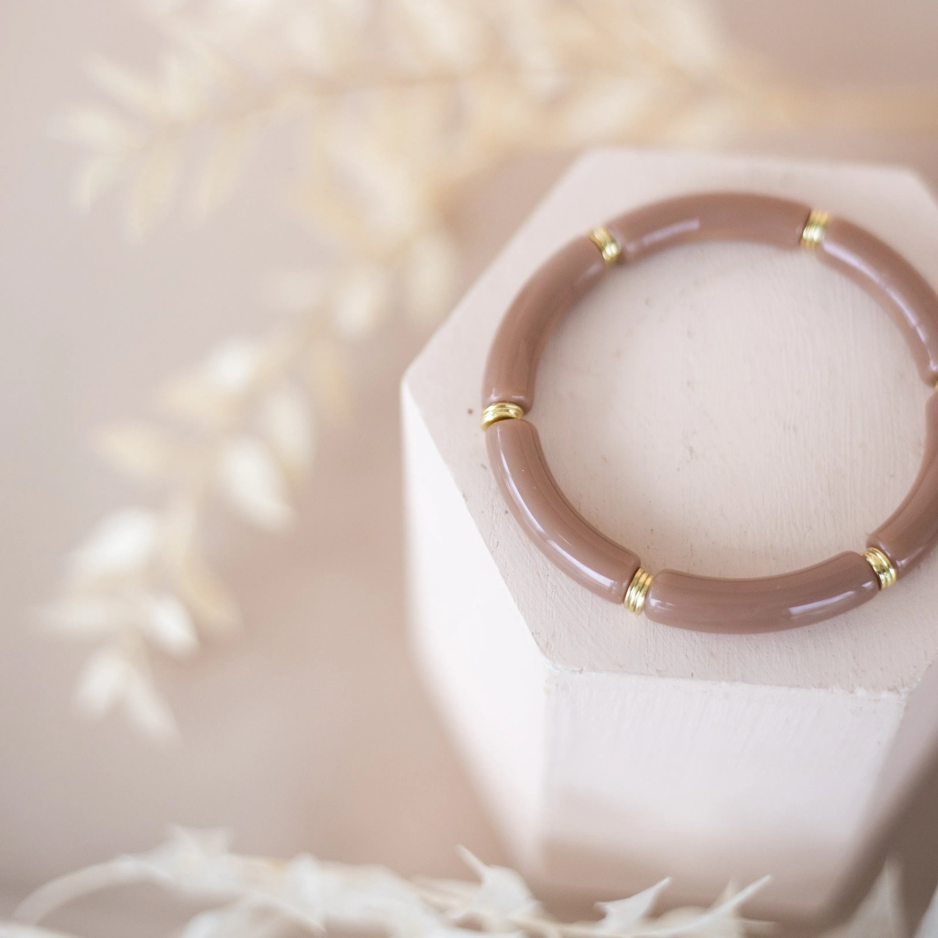 Skinny Acrylic Bamboo Bracelet: Mocha