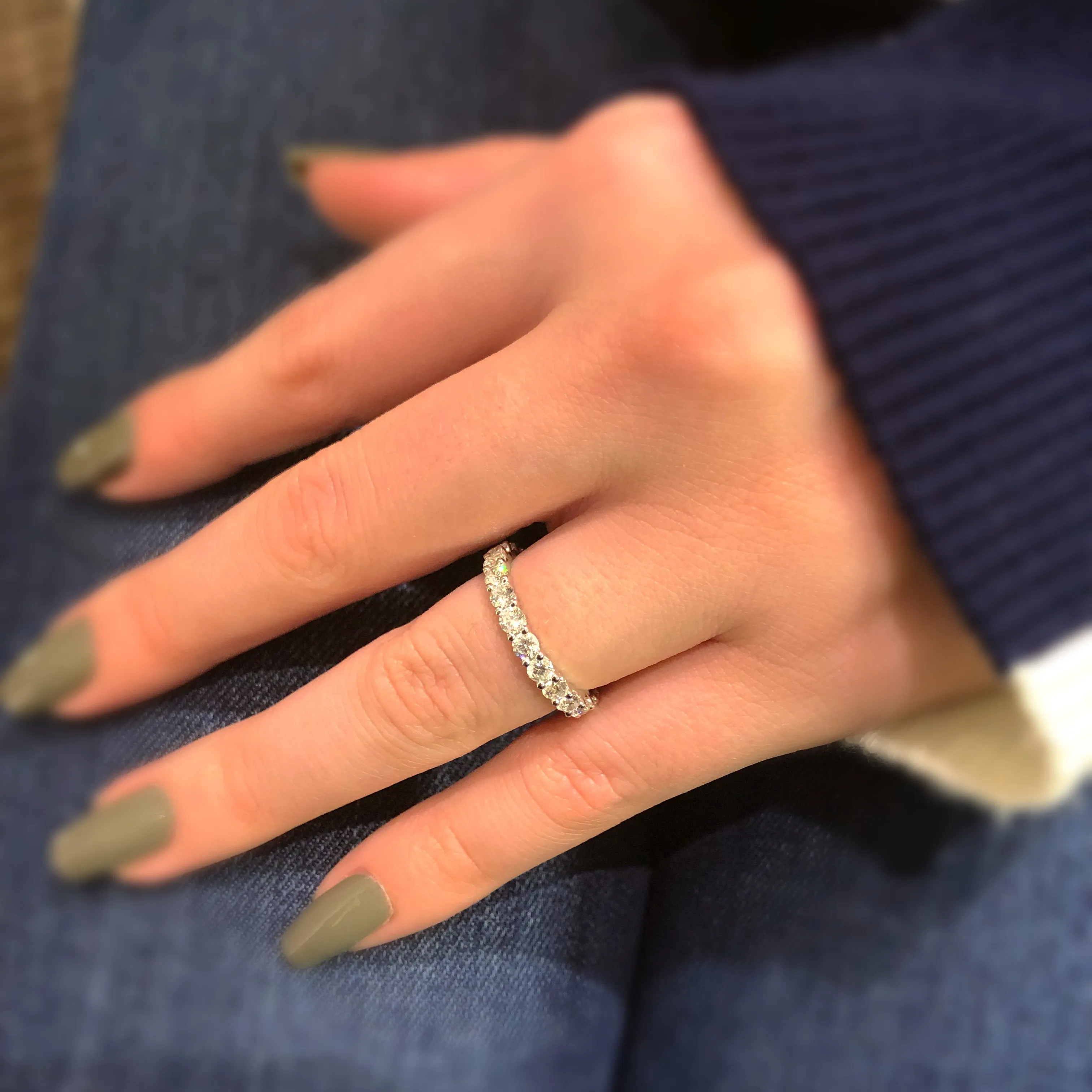 Slim Shared Prong-Set Diamond Eternity Band