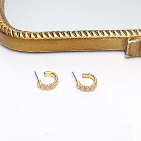Small Gold Tone Hoop Earrings With Opal Stones