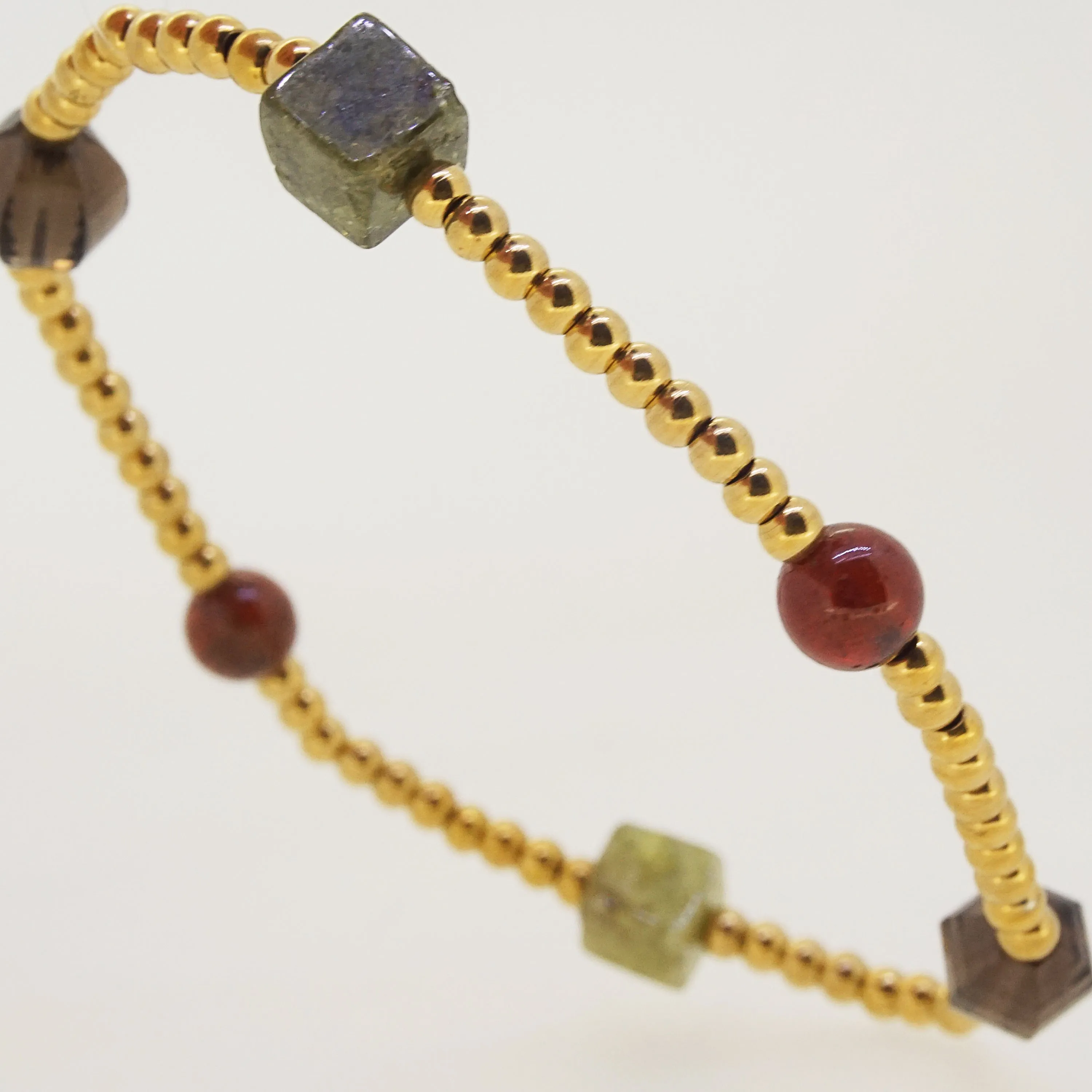 Smoky Quartz, African Green Garnet, and Hessonite Garnet