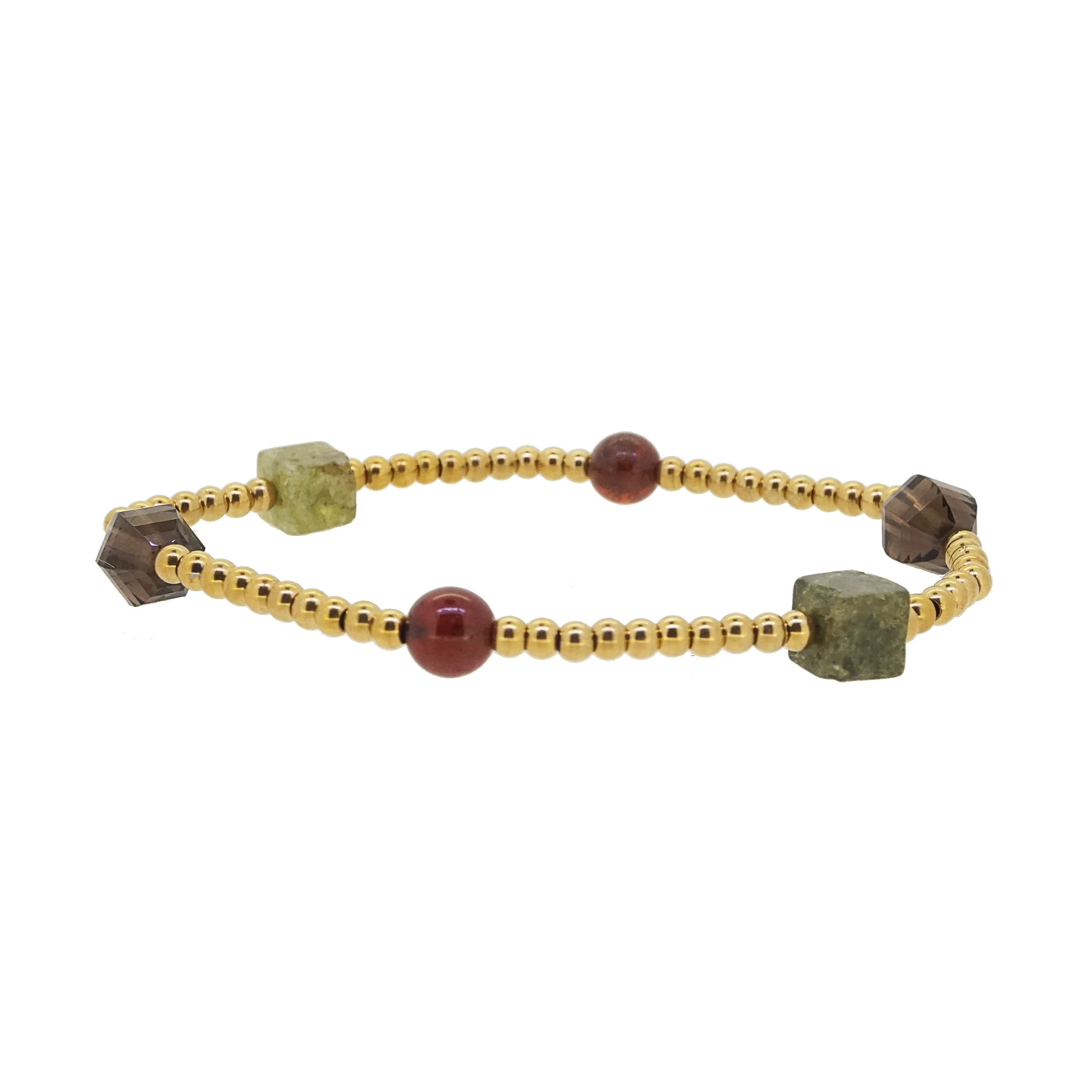 Smoky Quartz, African Green Garnet, and Hessonite Garnet