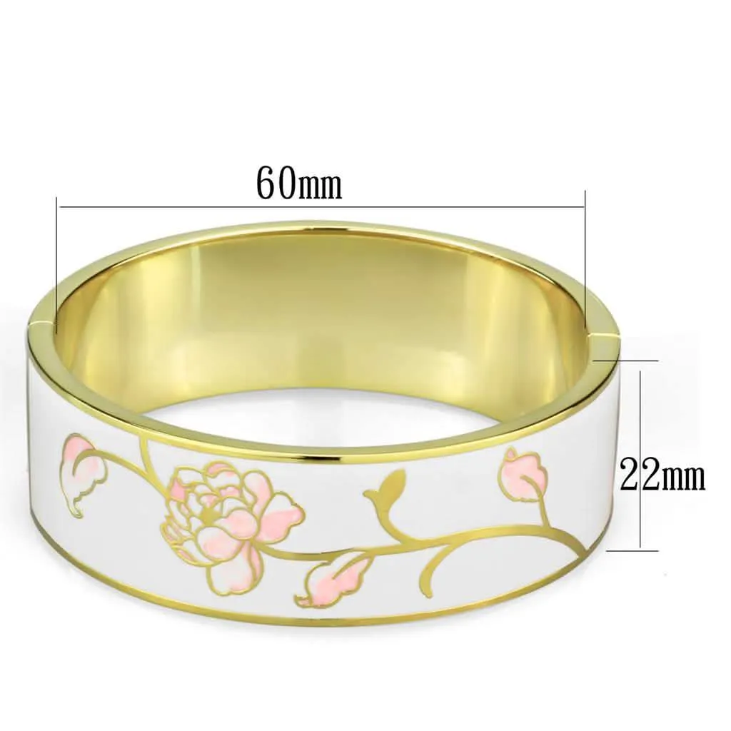 Sophisticated Gold and White Metal Bangle with Epoxy Accent Stone