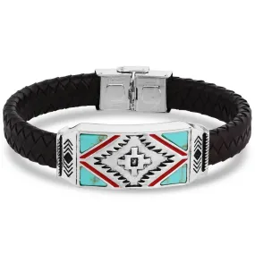 Southwest Storm Cloud Leather Bracelet BC5495