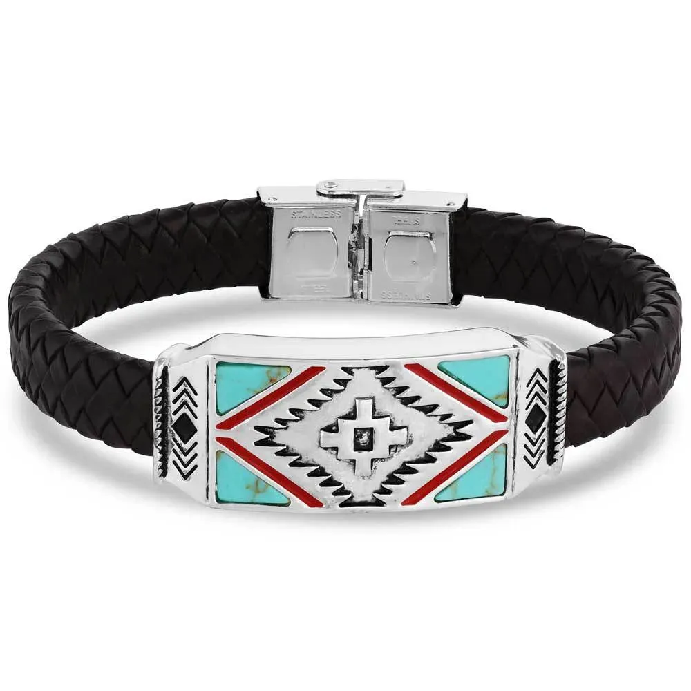 Southwest Storm Cloud Leather Bracelet BC5495