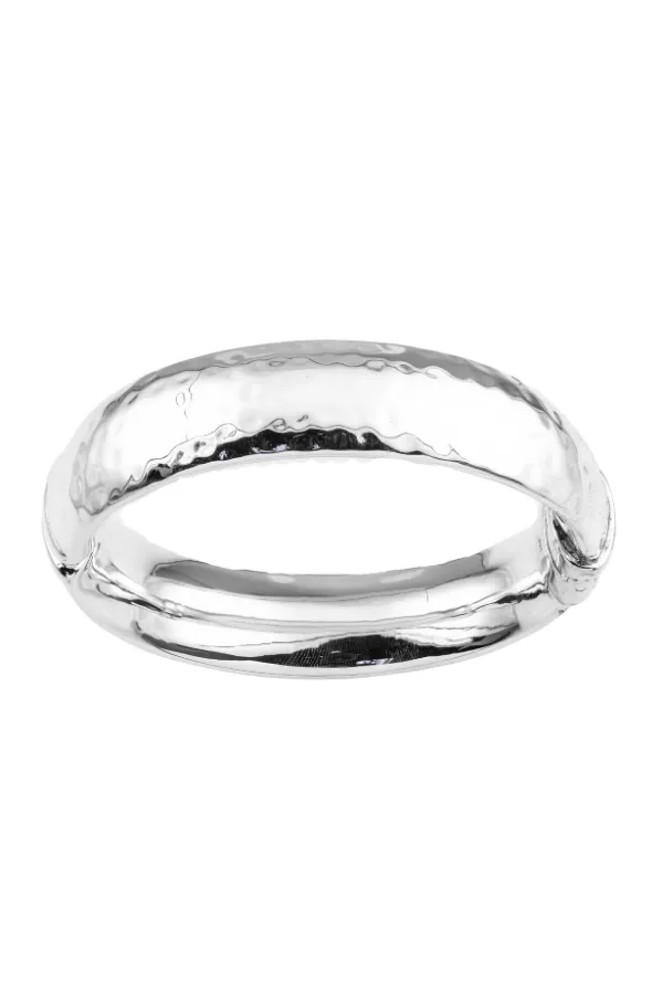 SS28 Hammered Hinged Bangle