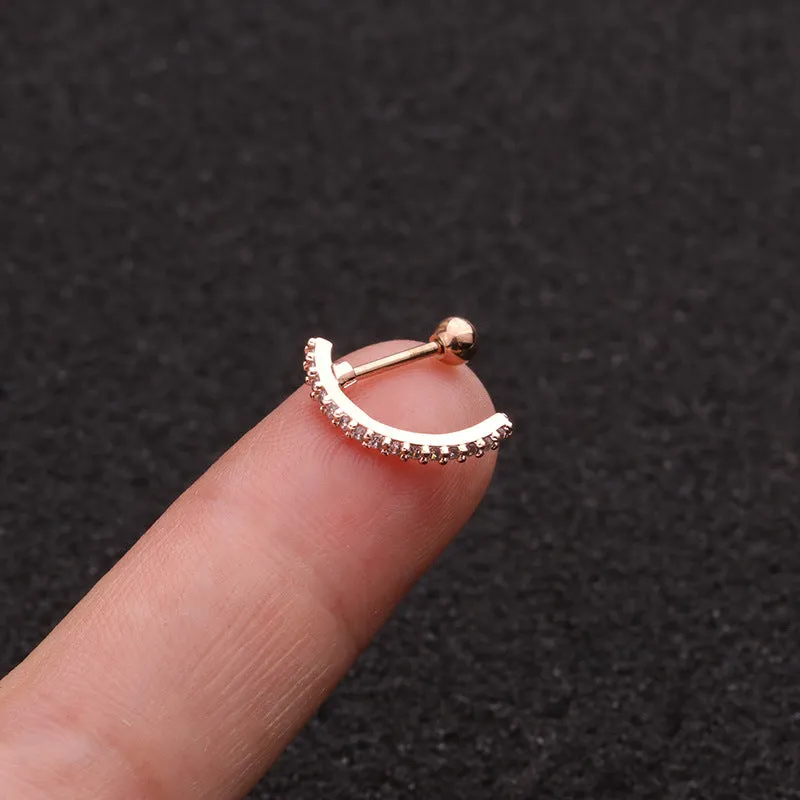 Stainless Steel Thin Rod Zircon Earrings