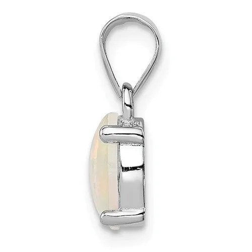 Sterling Silver Created Oval Opal Pendant & Earrings Set