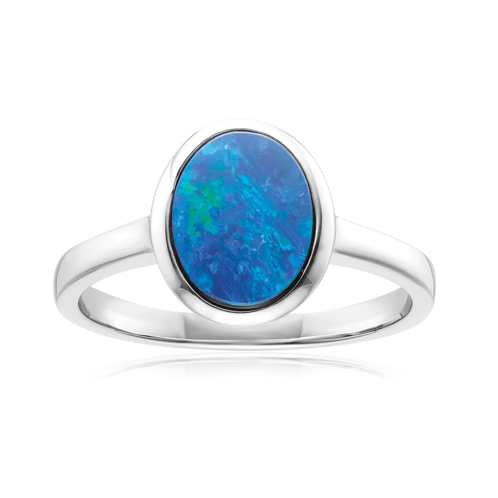 Sterling Silver Oval Cut 9x7mm Black Opal Ring