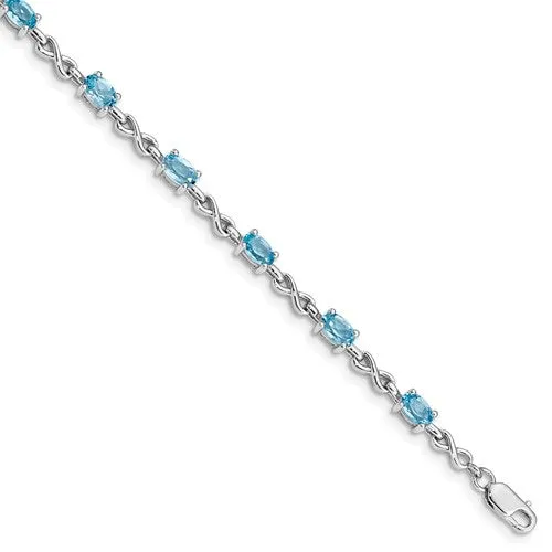 Sterling Silver Oval Gemstone Infinity Link Bracelets