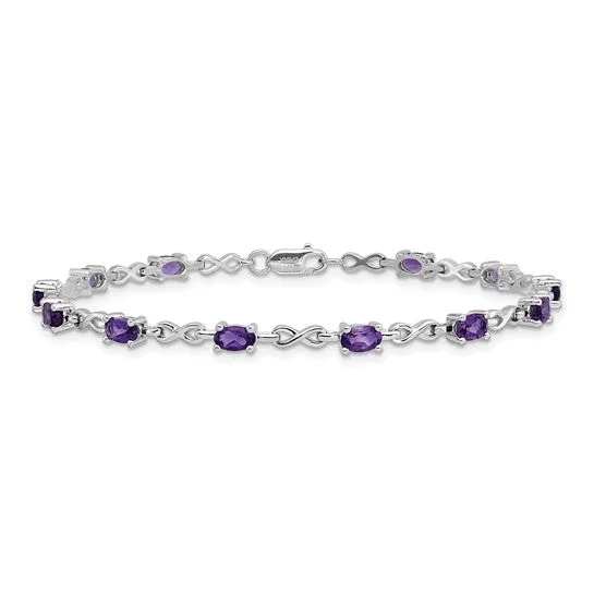 Sterling Silver Oval Gemstone Infinity Link Bracelets