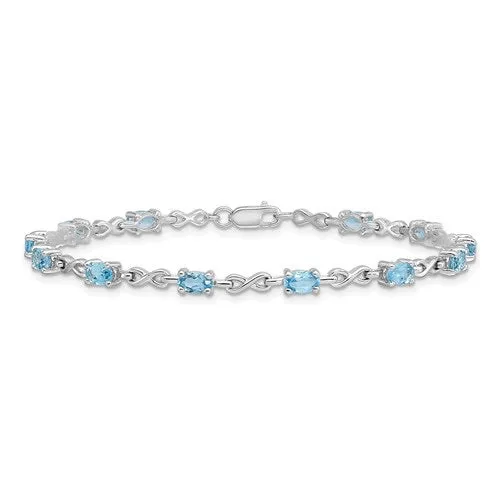 Sterling Silver Oval Gemstone Infinity Link Bracelets