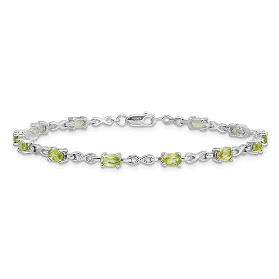 Sterling Silver Oval Gemstone Infinity Link Bracelets