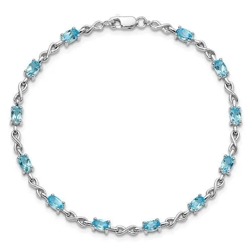 Sterling Silver Oval Gemstone Infinity Link Bracelets