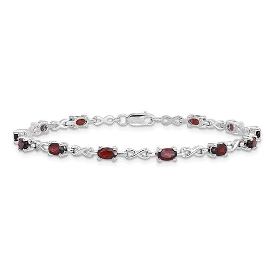 Sterling Silver Oval Gemstone Infinity Link Bracelets