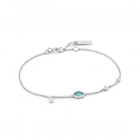 Sterling Silver Rhodium Plated Turquoise Discs Bracelet B014-01H