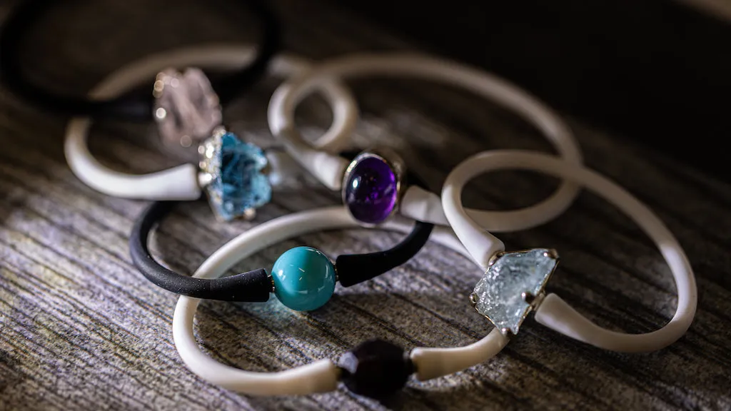 Sterling Silver Turquoise Gemstone Rubber Bracelet