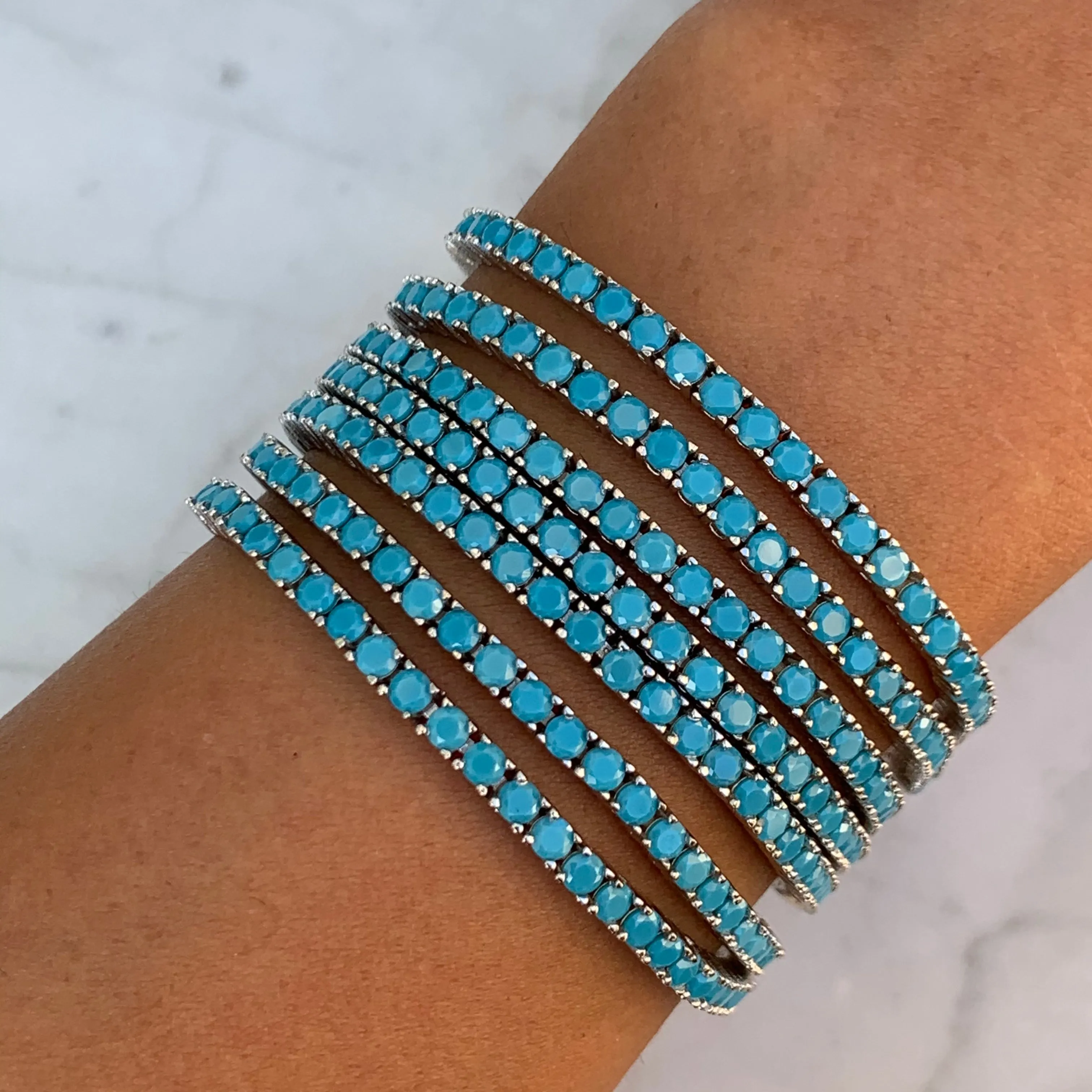 Sterling silver turquoise tennis bracelet