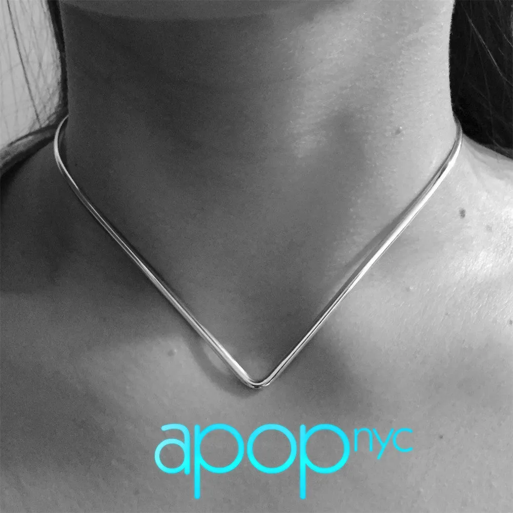 Sterling Silver V Collar Choker Necklace