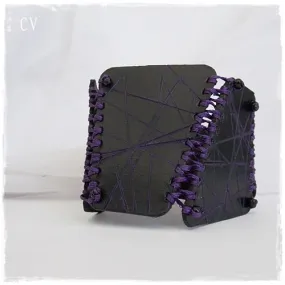 Stitched Black Leather Cuff Bracelet