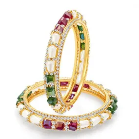 Sukkhi Exquisite Gold Plated Crystal AD Bangle For Women