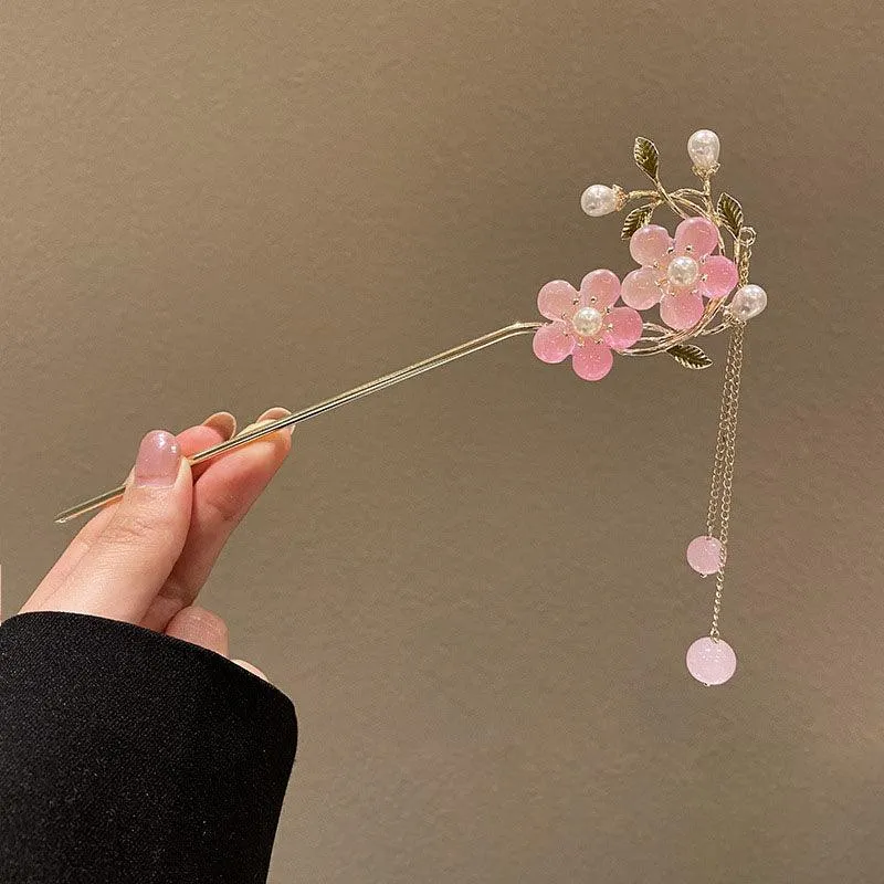 Super fairy ancient style high-end hairpin pendant step shaking hairpin Chinese style flower hair accessories design hairpin ancient style
