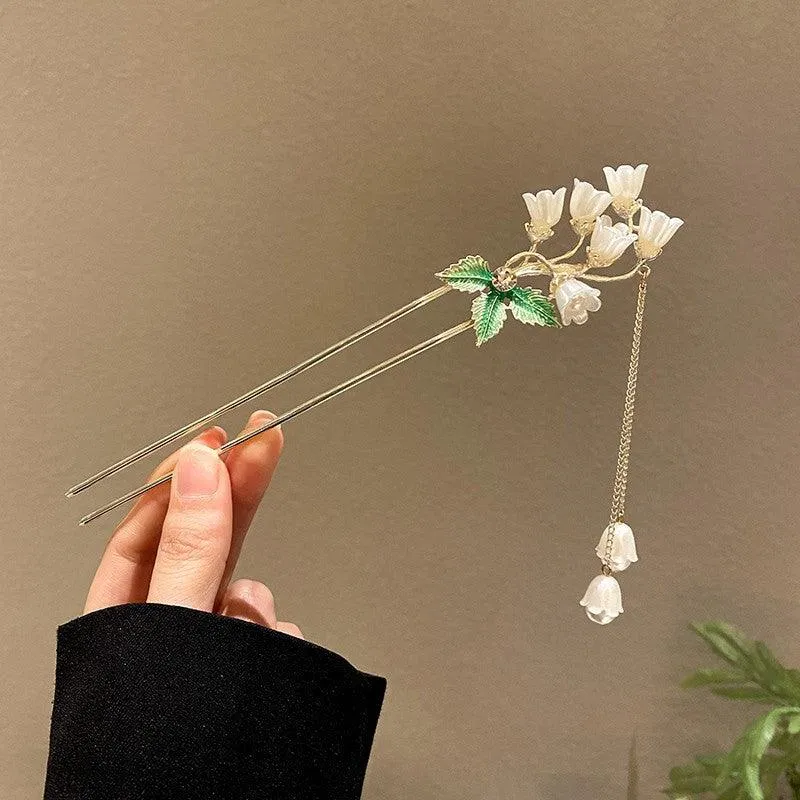Super fairy ancient style high-end hairpin pendant step shaking hairpin Chinese style flower hair accessories design hairpin ancient style