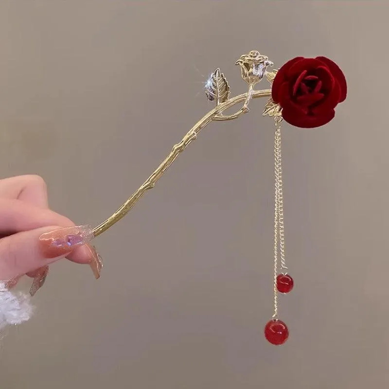 Super fairy ancient style high-end hairpin pendant step shaking hairpin Chinese style flower hair accessories design hairpin ancient style