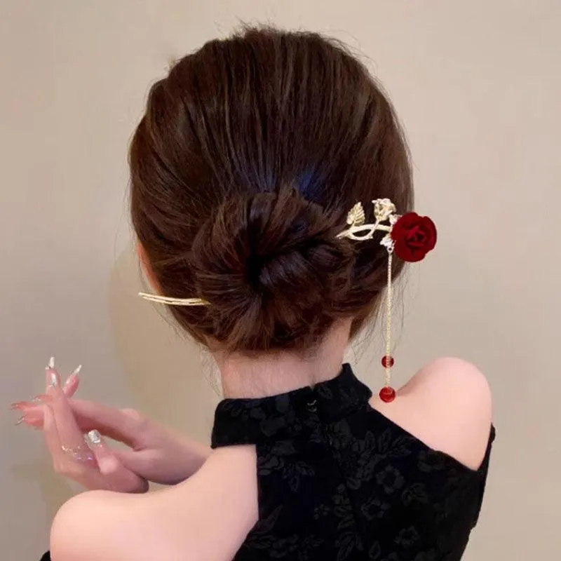 Super fairy ancient style high-end hairpin pendant step shaking hairpin Chinese style flower hair accessories design hairpin ancient style