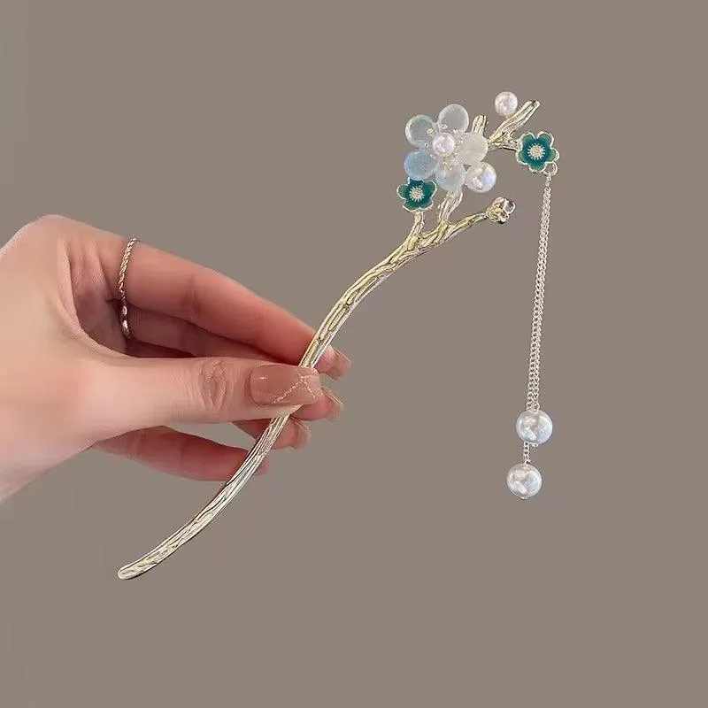Super fairy ancient style high-end hairpin pendant step shaking hairpin Chinese style flower hair accessories design hairpin ancient style