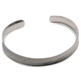 Textured Silver Open Bangle