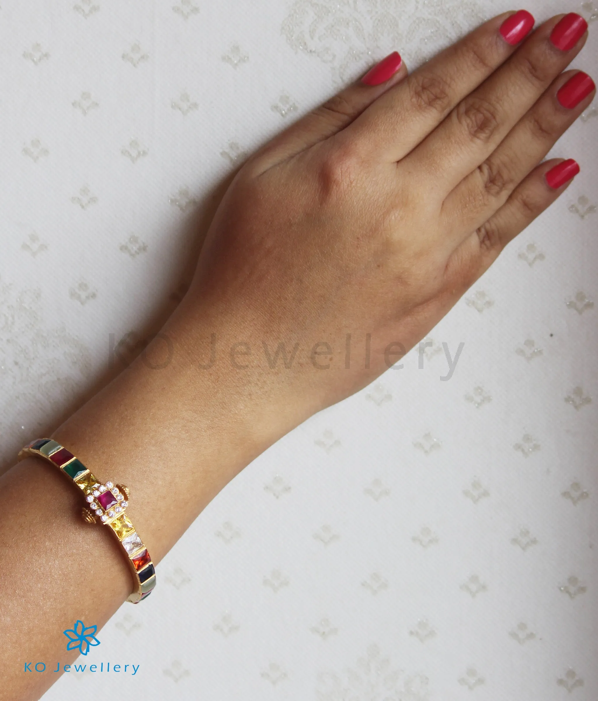 The Sampada Silver Navaratna Bracelet (Size /2.2/2.4)