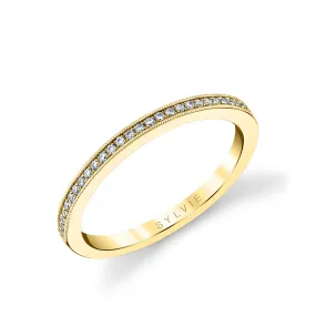 Thin Channel Set Wedding Band - Esmeralda 14k Gold Yellow