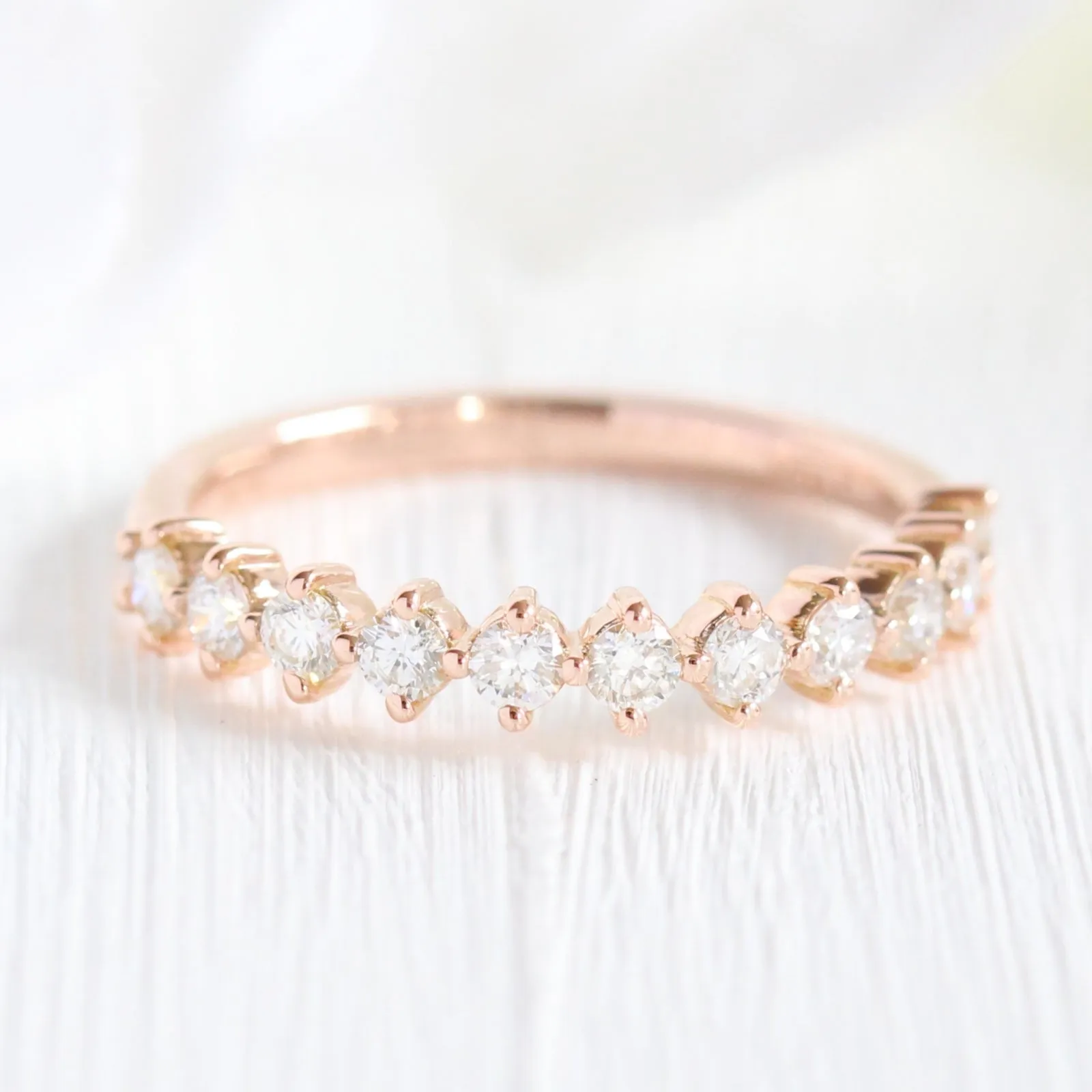 Tiara Halo Oval Ruby Bridal Ring Set w/ Half Eternity Diamond Wedding Band