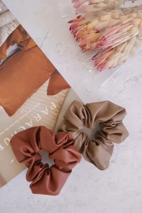 Trendy Vegan Matte Leather Scrunchie Hair Tie