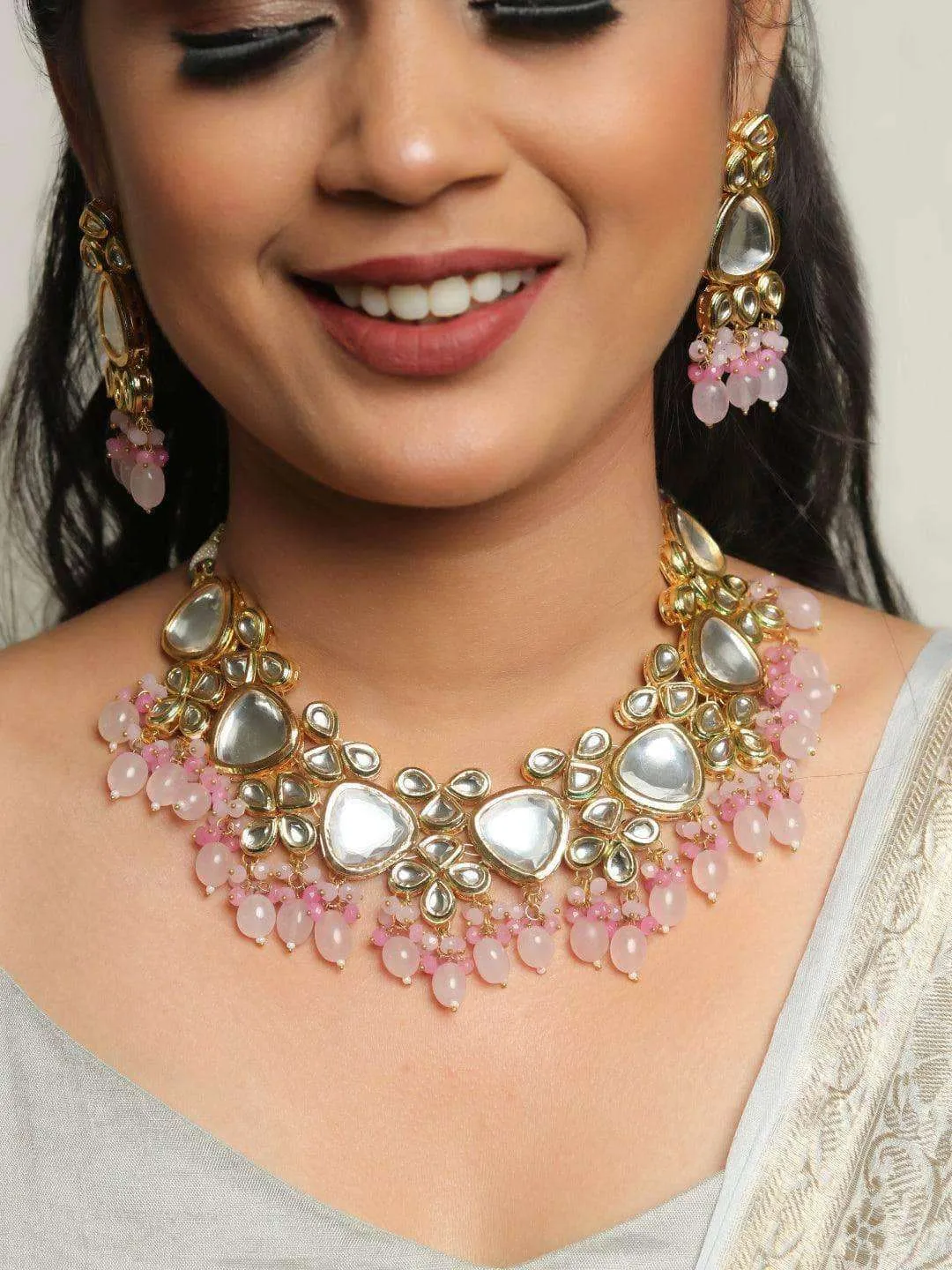 Triangular Kundan Pastel Set