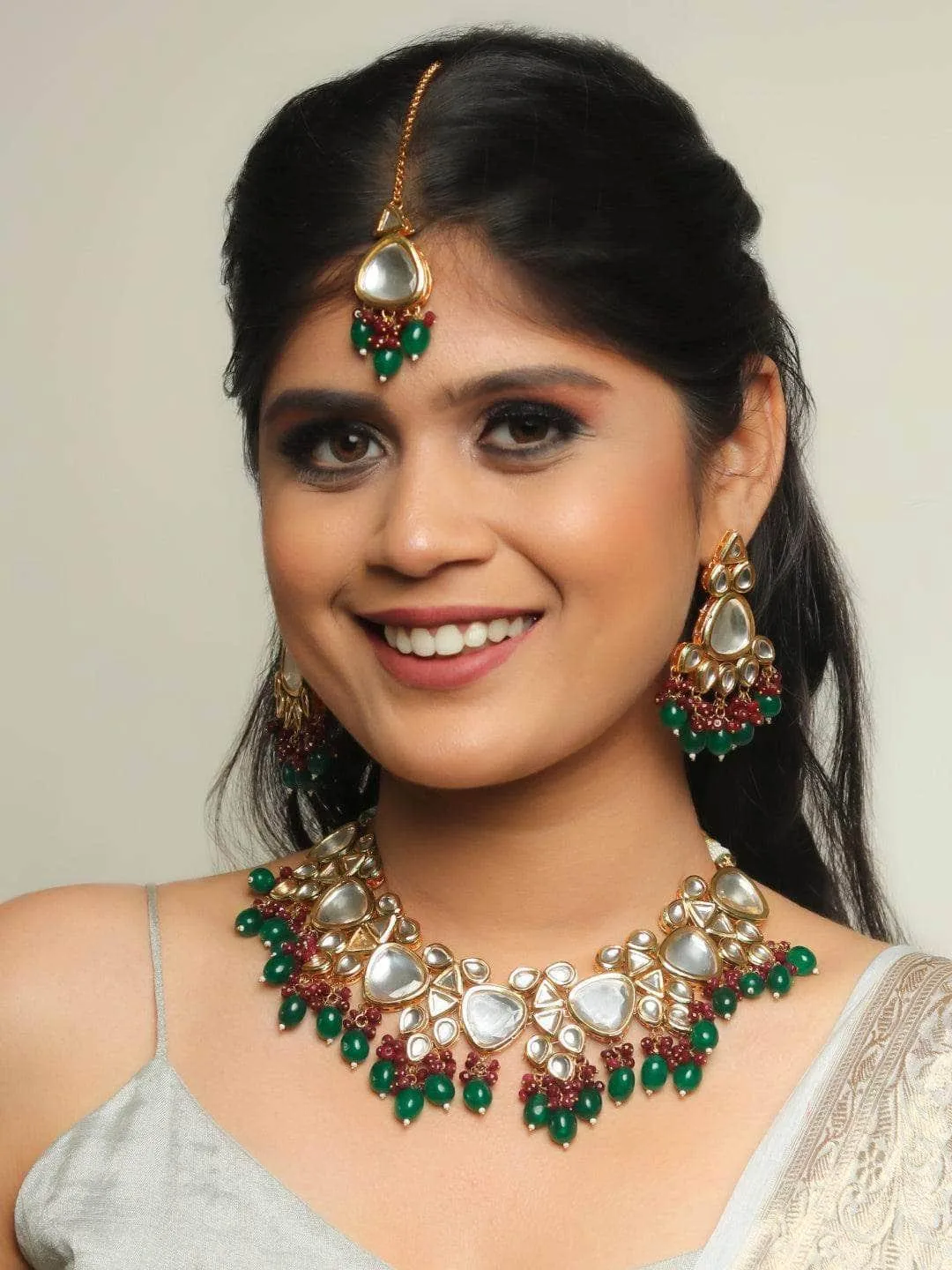 Triangular Kundan Pastel Set