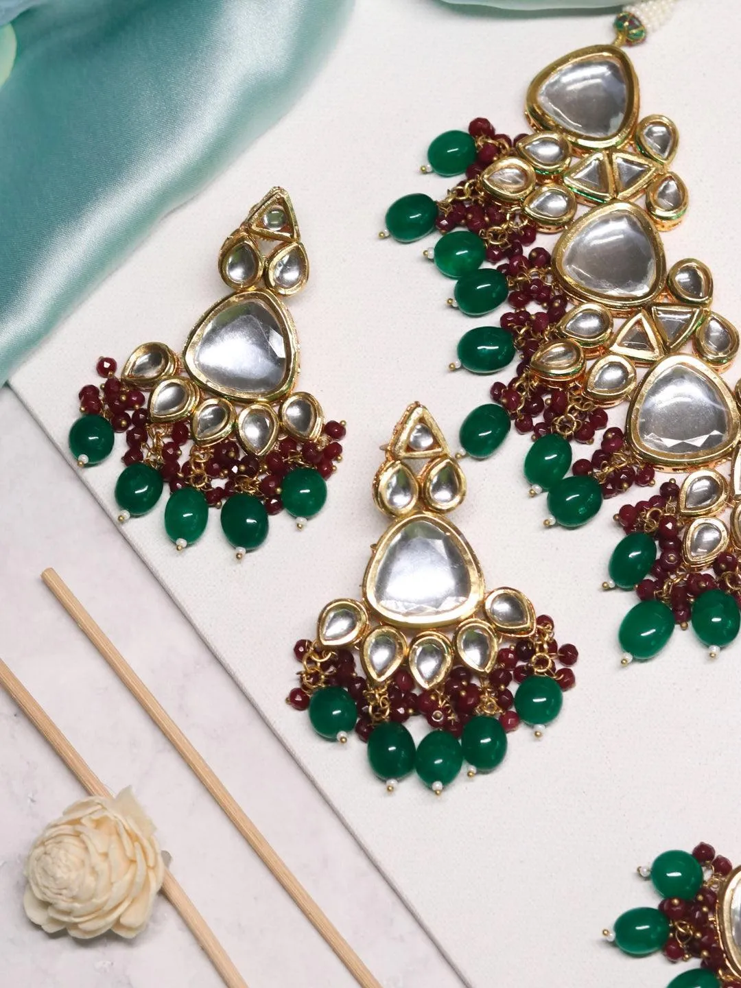 Triangular Kundan Pastel Set
