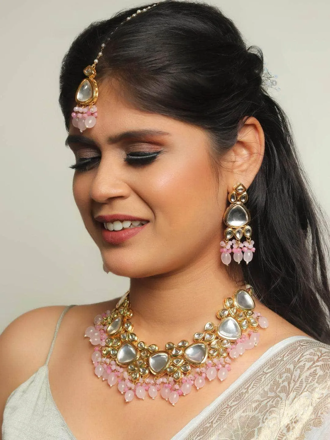 Triangular Kundan Pastel Set